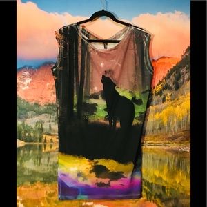 Landscape Wolf T-Shirt Dress